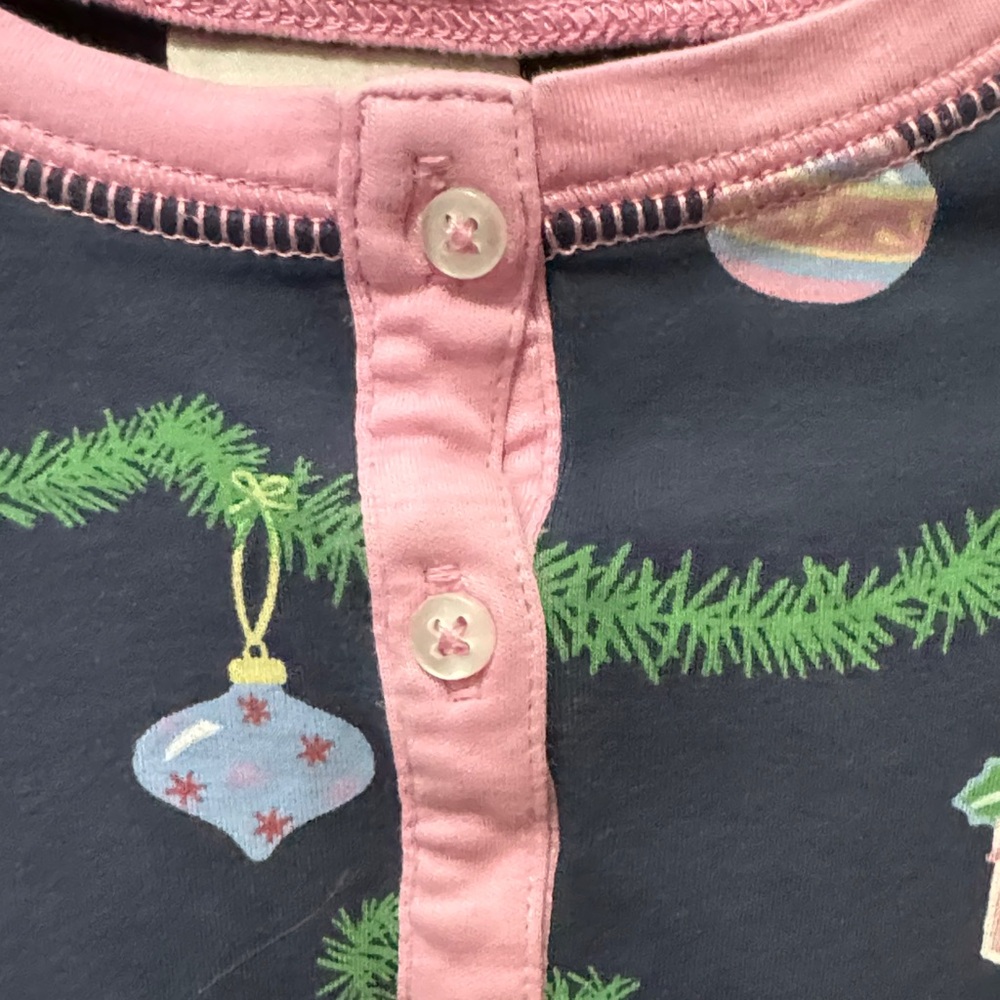 The Beaufort Bonnet Company Navy and Pink Kids Pajama Top - Picture 4 of 9